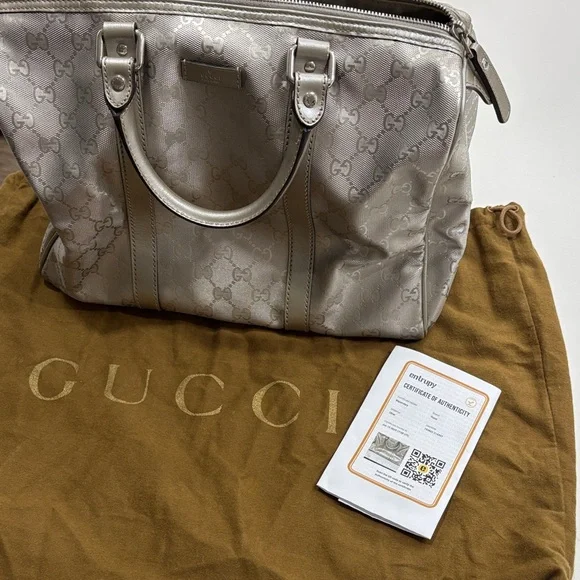 Gucci Silver GG Coated Canvas Joy Boston Bag - Picture 7 of 8